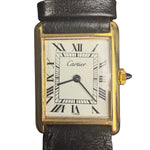 Cartier Tank White Roman Dial Black Strap 1970's