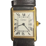 Cartier Tank White Roman Dial Black Strap 1970's
