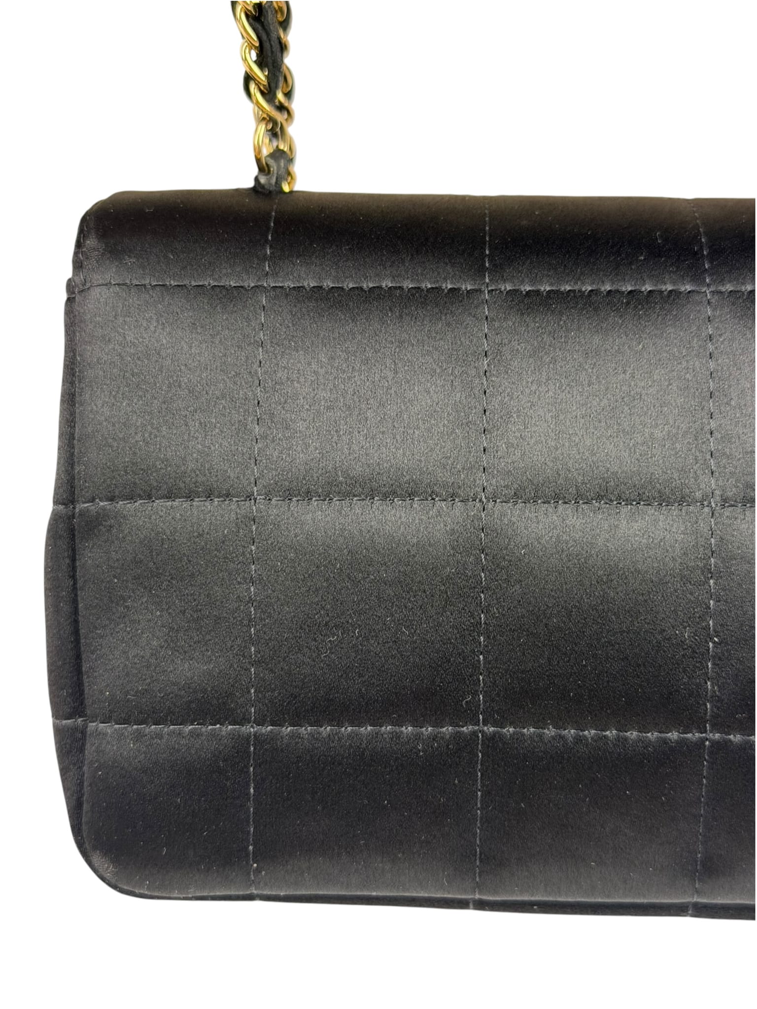 Chanel Black Satin Chocolate Bar Mini East-West Flap Bag