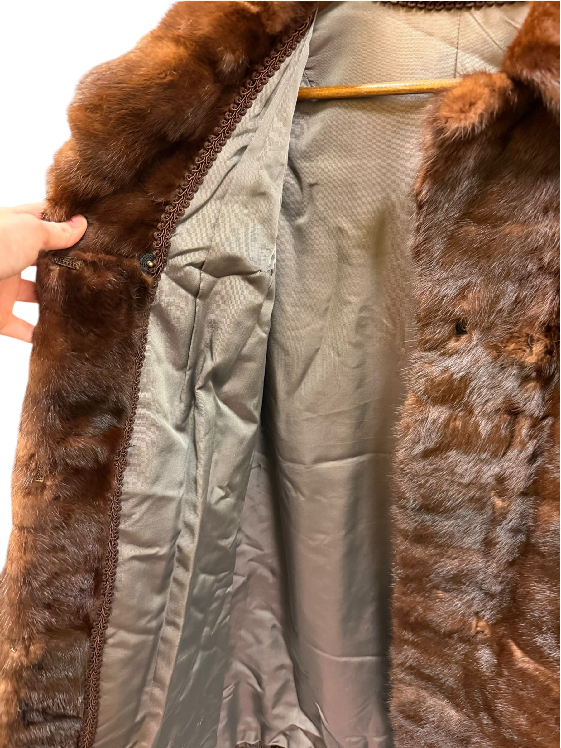 Vintage Chocolate Brown Mid Length Fur Coat