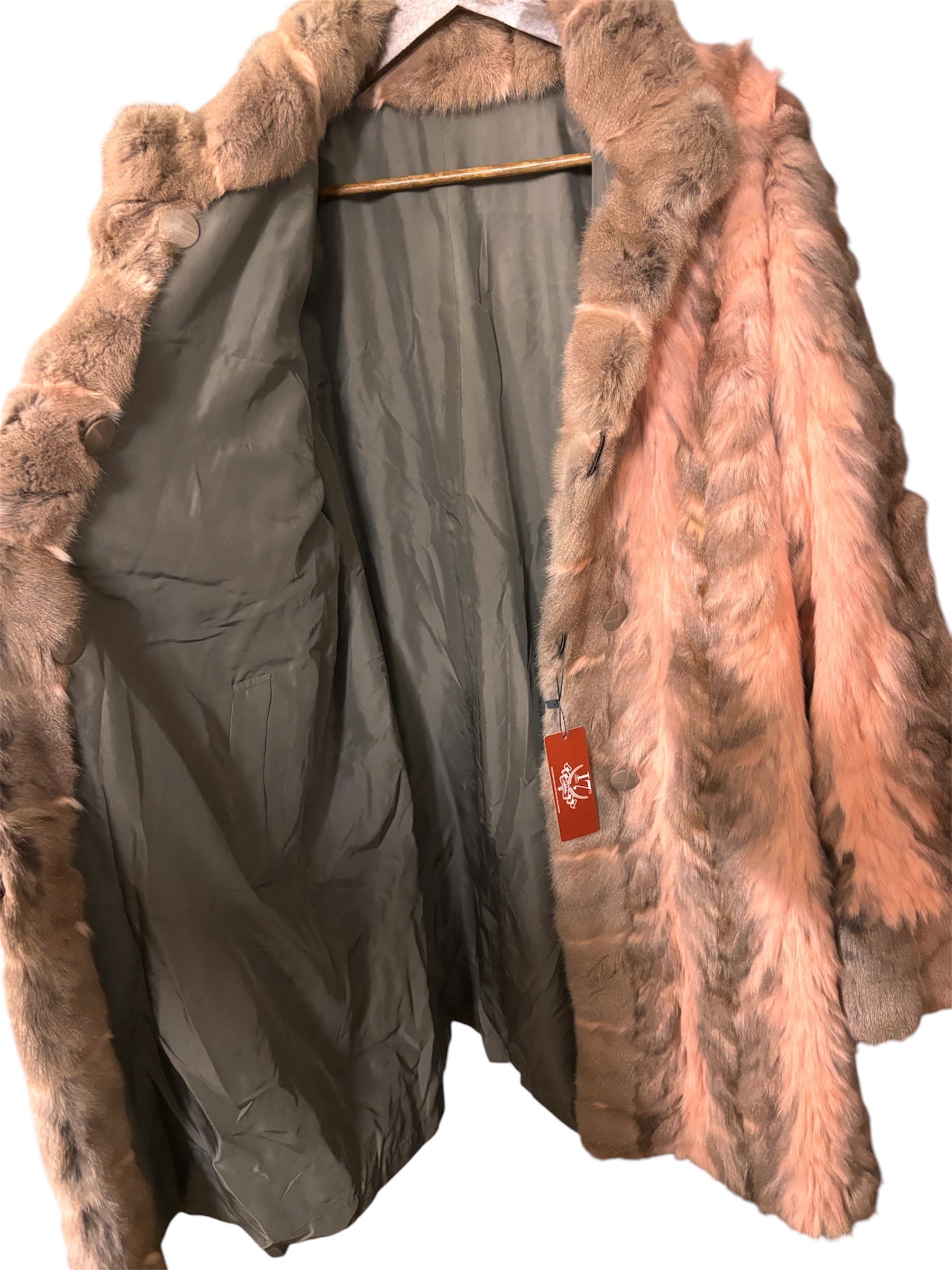 Vintage Pink/Brown Rabbit Fur Coat