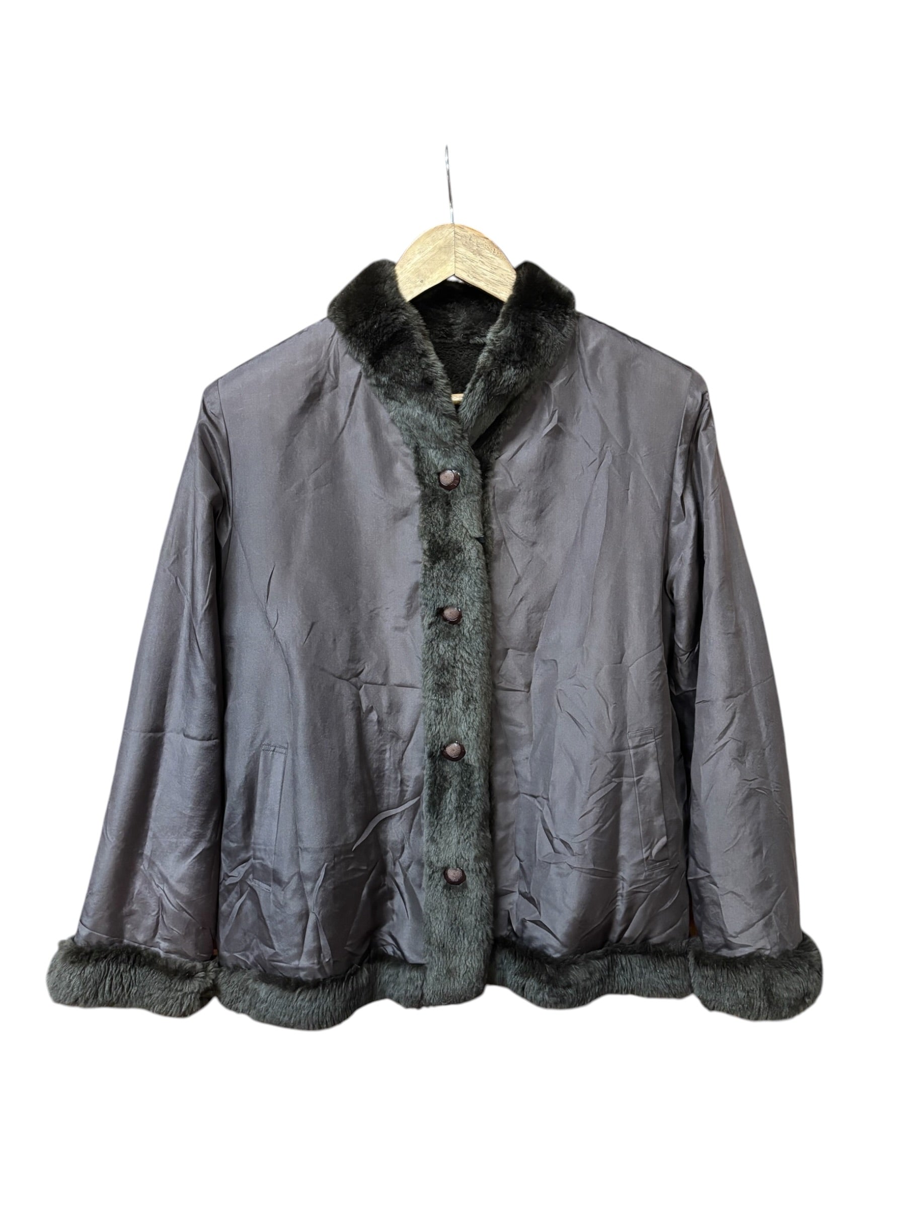 Flash Moonbat Brown Rabbit Fur Reversible Coat