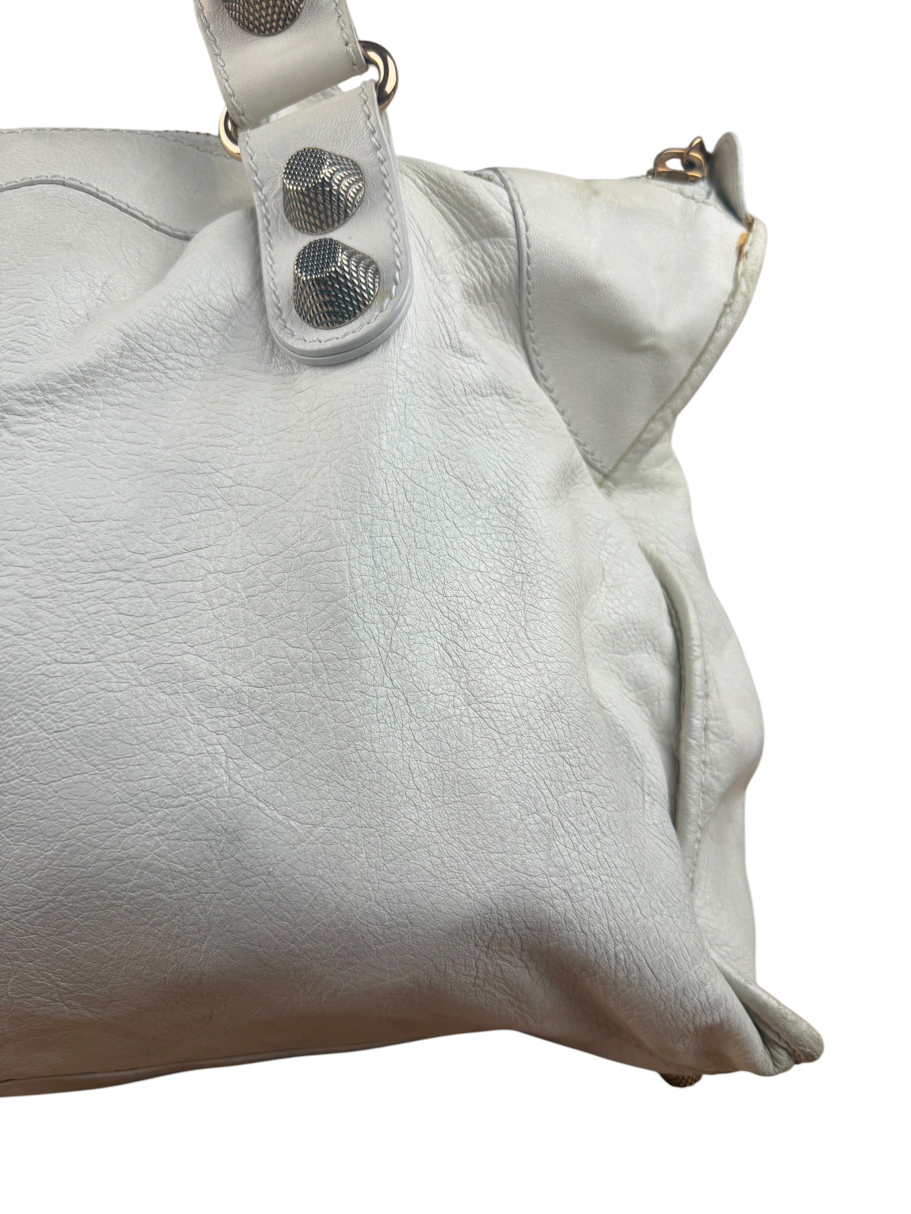 Balenciaga White Leather Giant 21 City Shoulder Bag