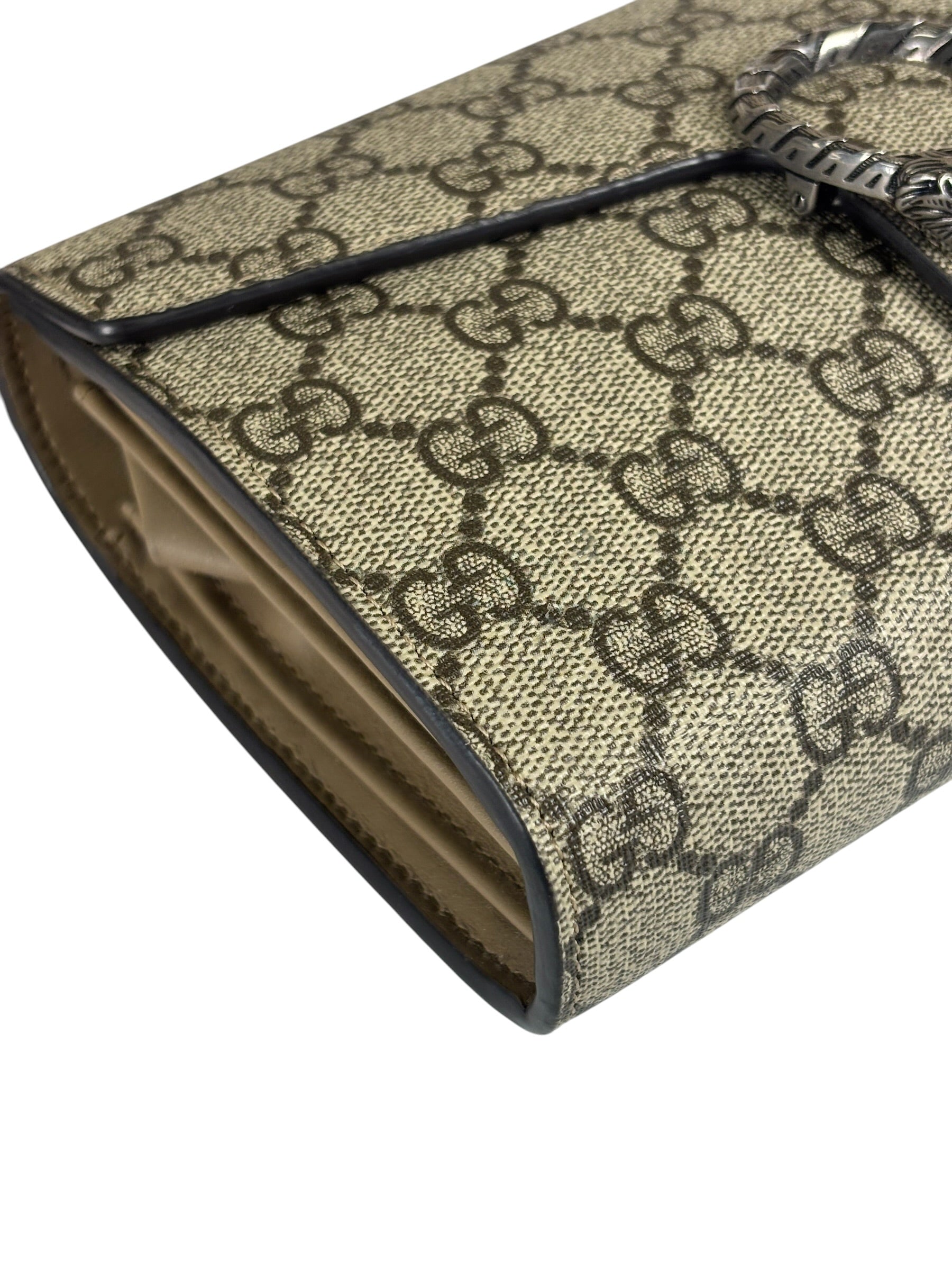 Gucci Beige Leather GG Dionysus Small Wallet On Chain