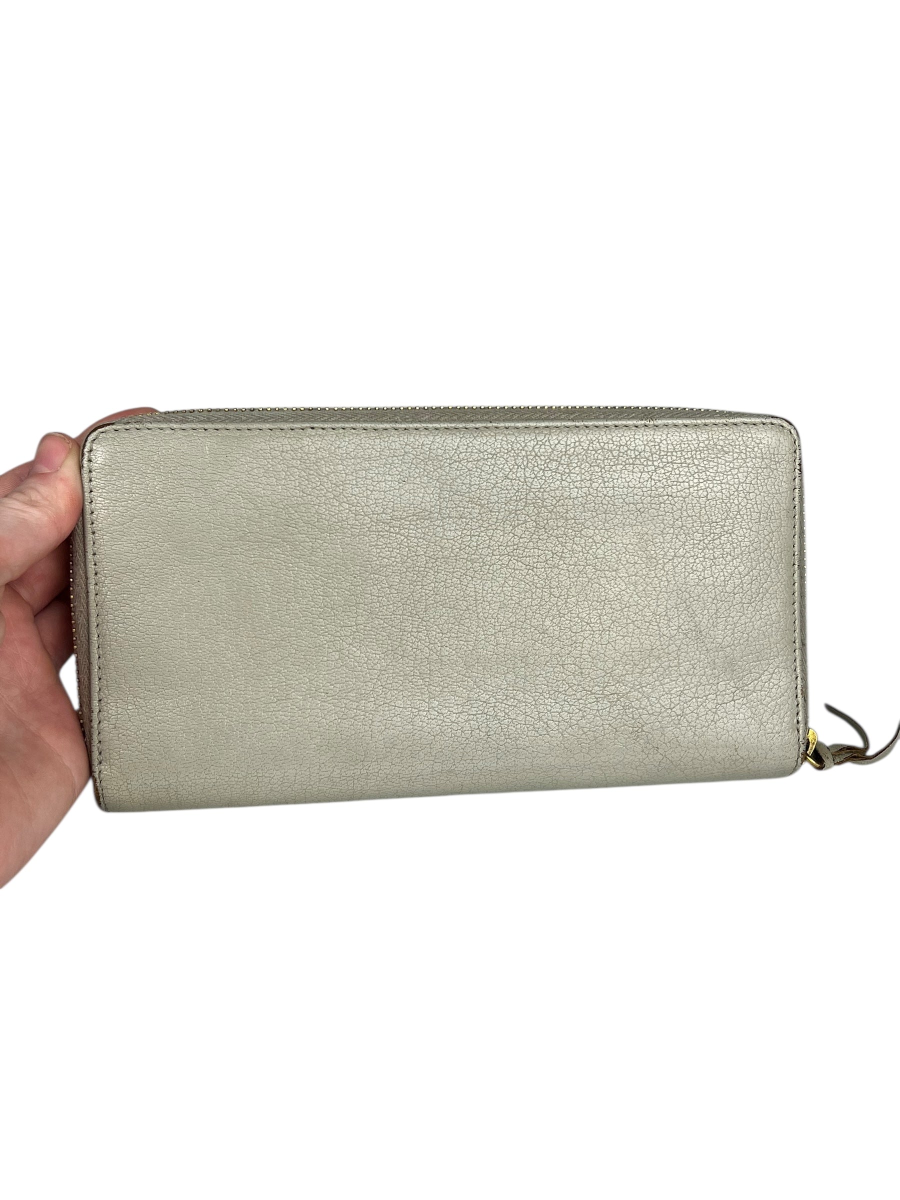 Balenciaga Grey Leather Moto Long Wallet