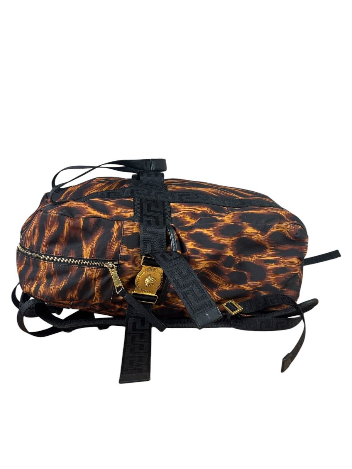 Versace Colorblock Tiger Print Medusa Head Travel Backpack