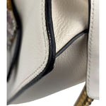 Miu Miu White Madras Ornate Crystal Jeweled Buckle Two-Way Bag