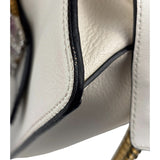 Miu Miu White Madras Ornate Crystal Jeweled Buckle Two-Way Bag