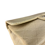 Chanel Vintage Beige Jersey Quilted Classic Flap Bag
