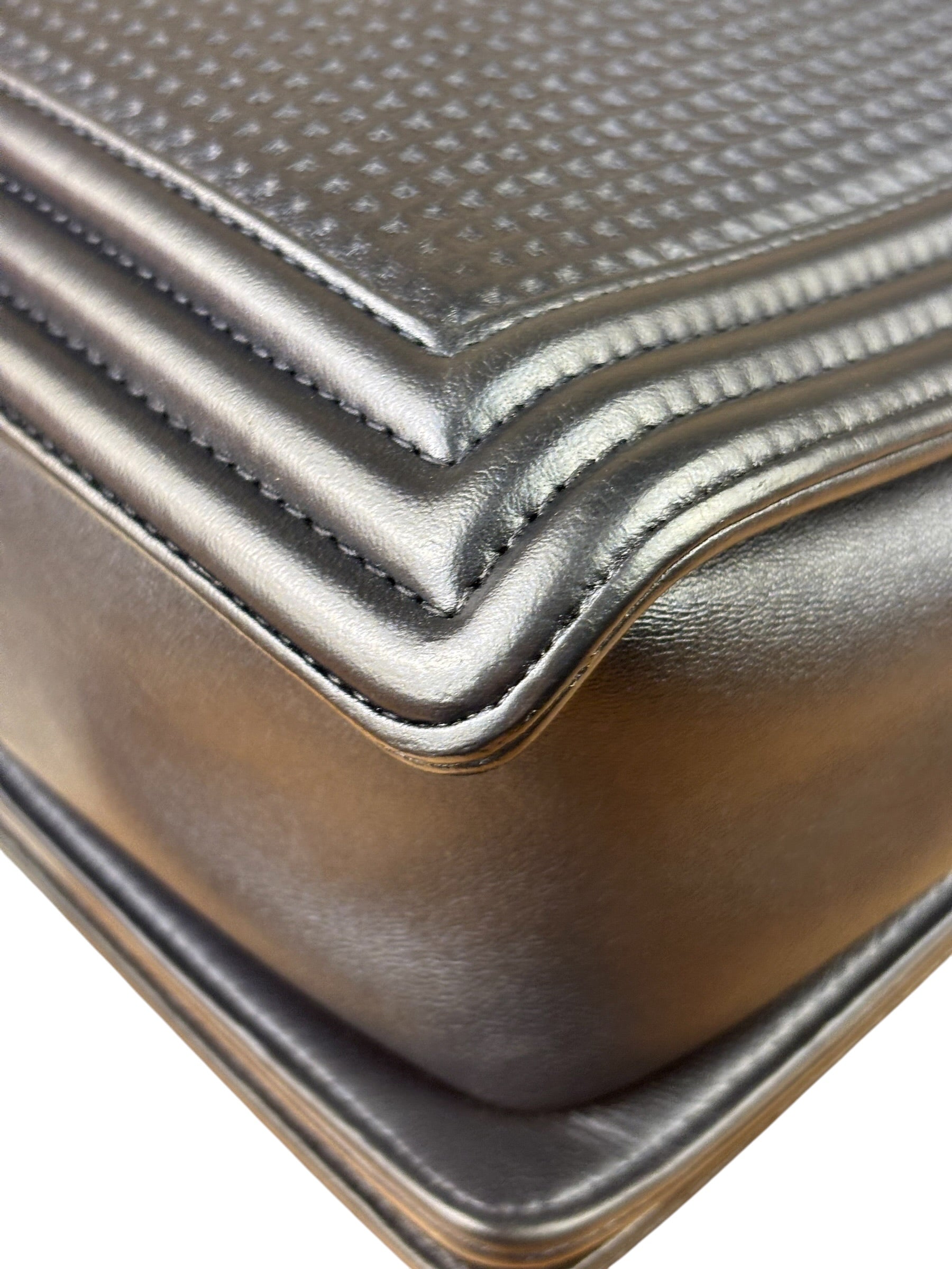 Chanel Navy Lambskin Cube Embossed XL Boy Flap 2013
