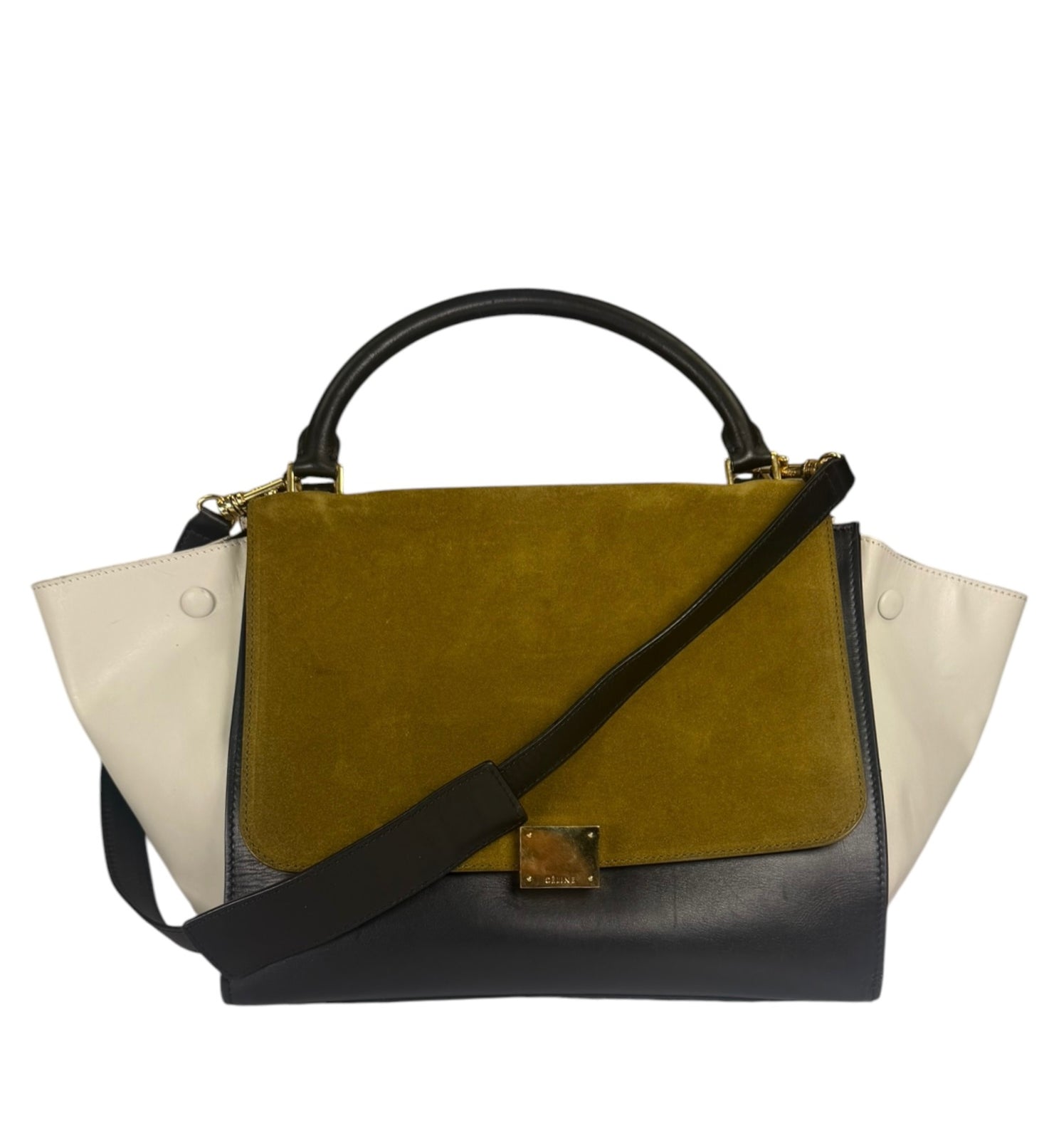 Celine Colorblock Leather/Suede Trapeze Two-Way Bag