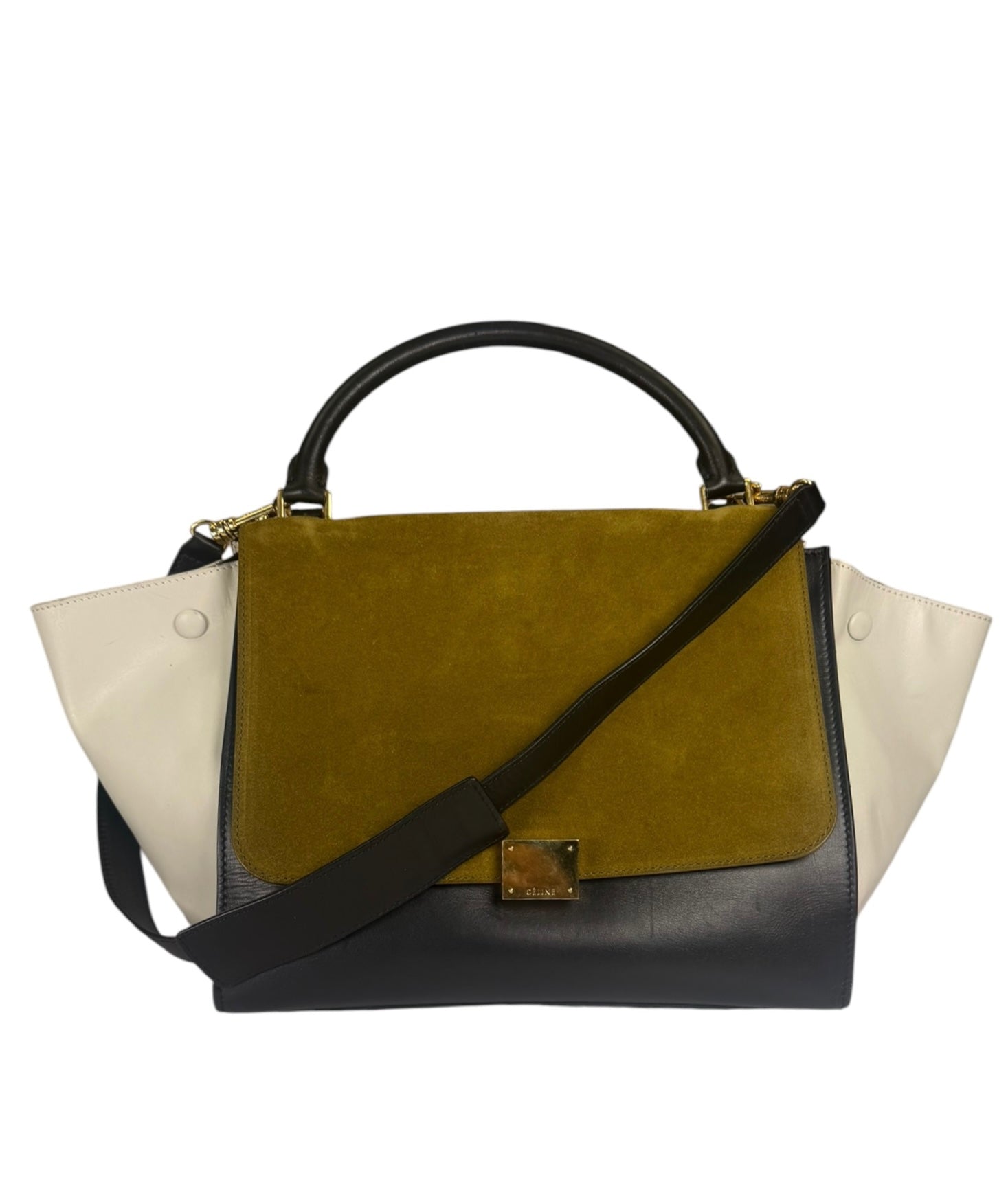 Celine Colorblock Leather/Suede Trapeze Two-Way Bag