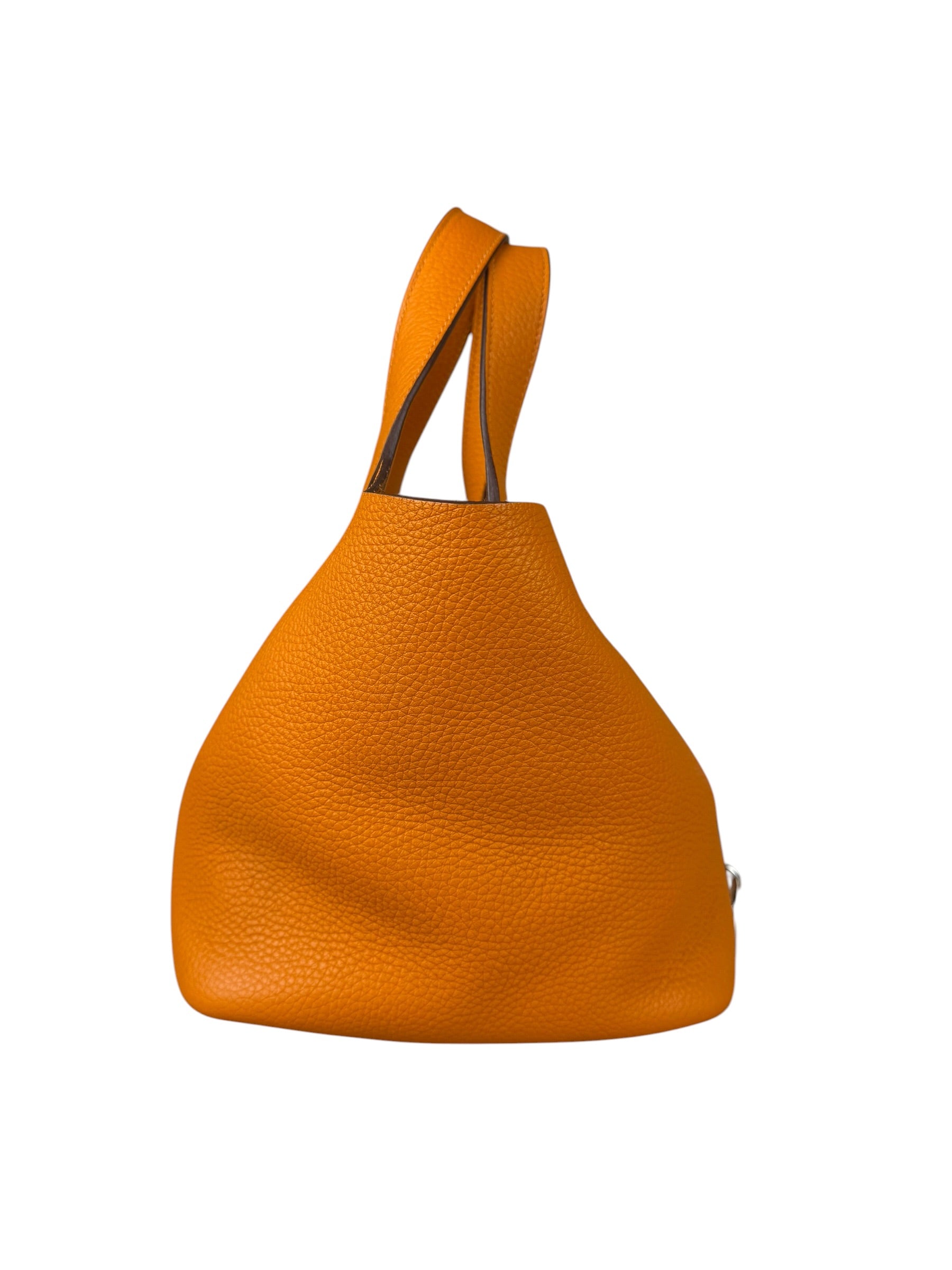 Hermes Orange Clemence Leather Picotin Lock 18 Handbag 2024