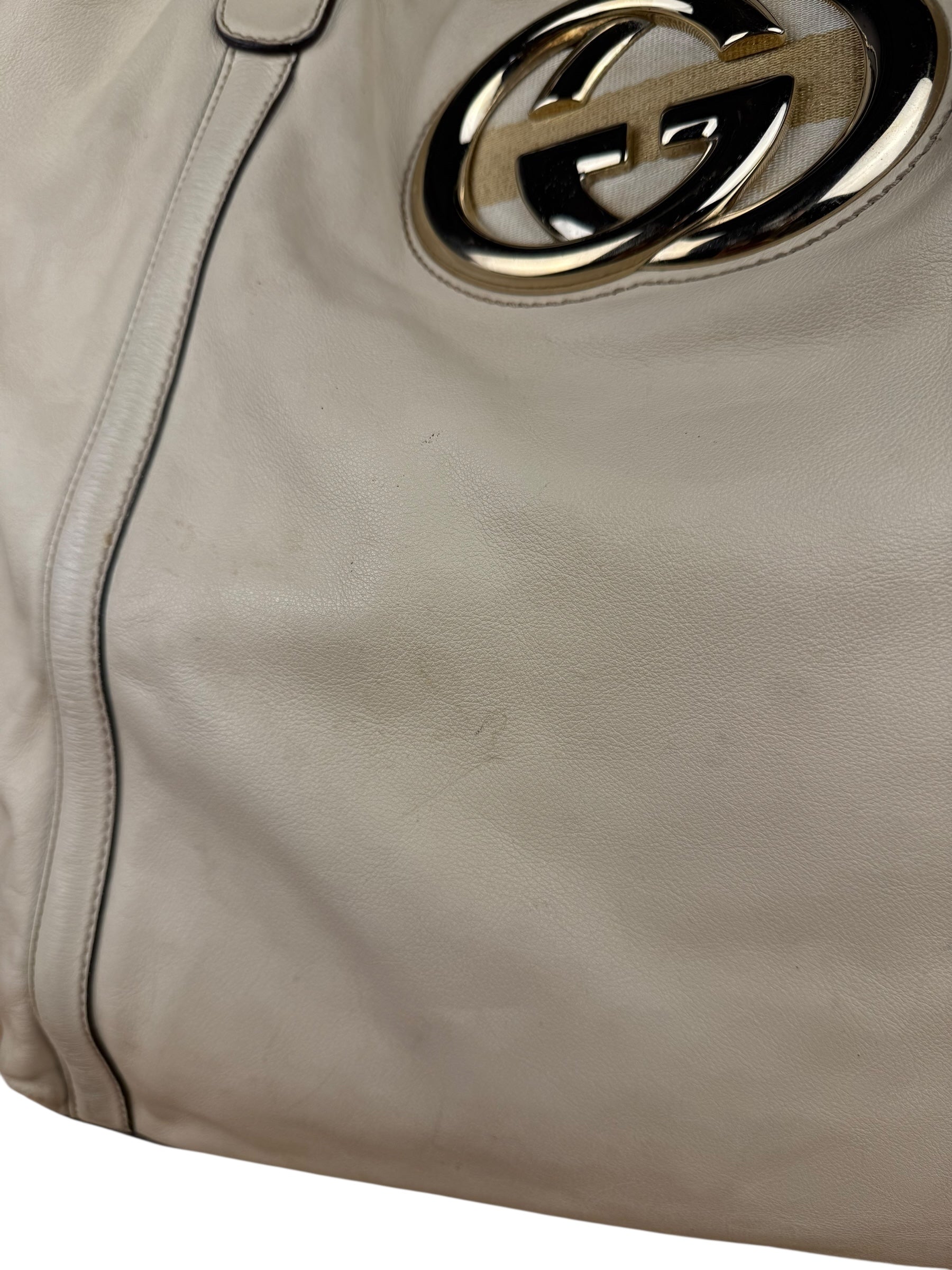 Gucci Britt Leather Tote Beige