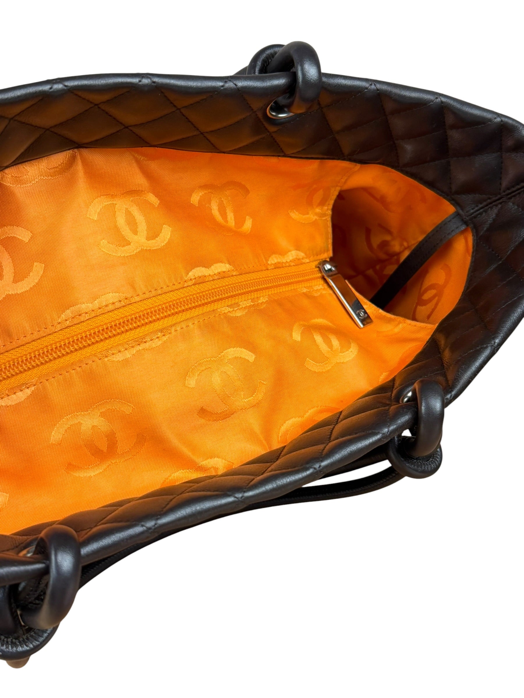 Chanel Brown Quilted Leather Cambon Ligne Shoulder Tote 2004