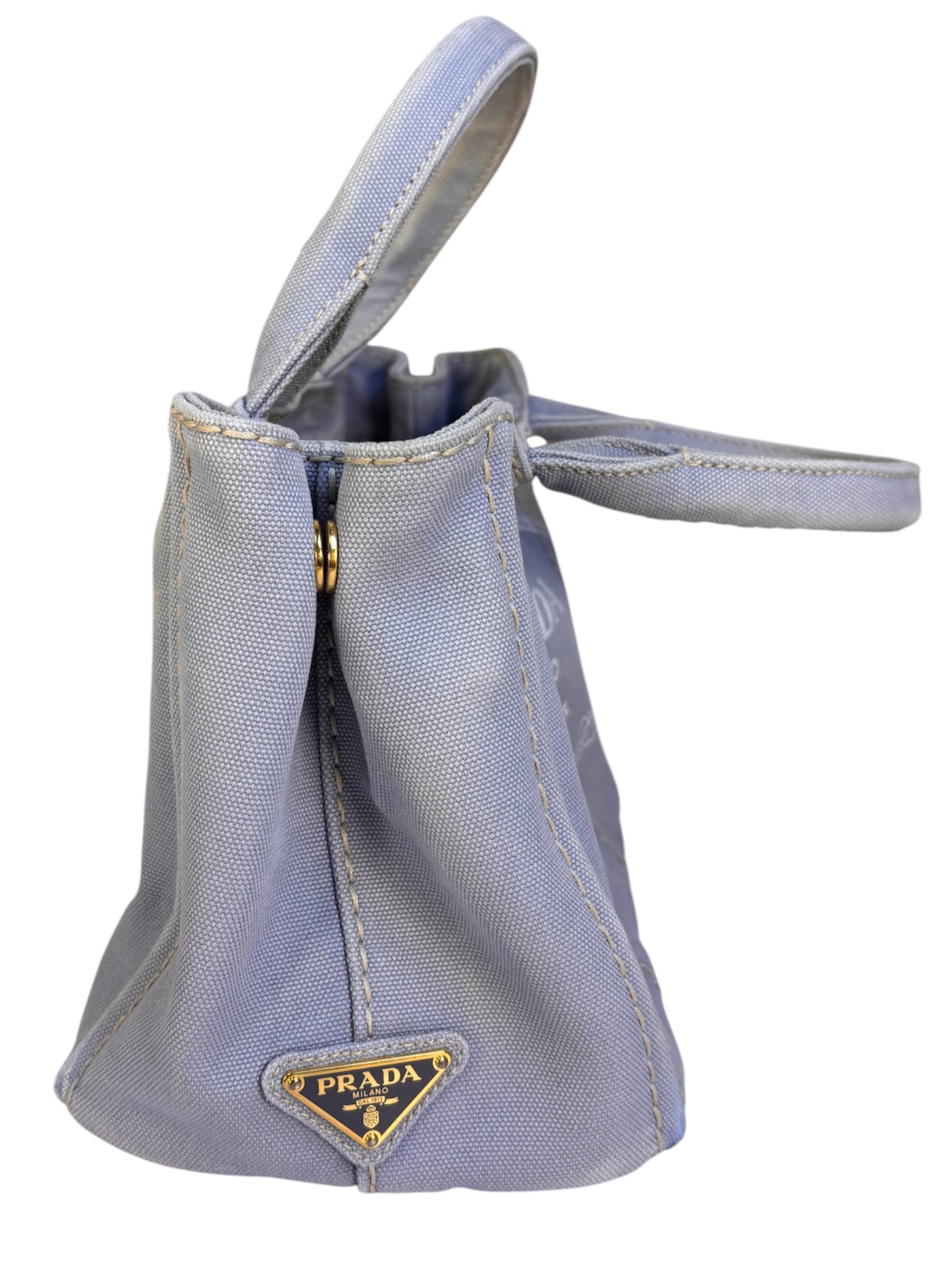 Prada Light Blue Canapa Canvas Two-Way Tote