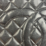 Chanel Vintage CC Black Quilted Caviar Leather Medallion Tote Bag 2002