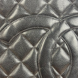 Chanel Vintage CC Black Quilted Caviar Leather Medallion Tote Bag 2002