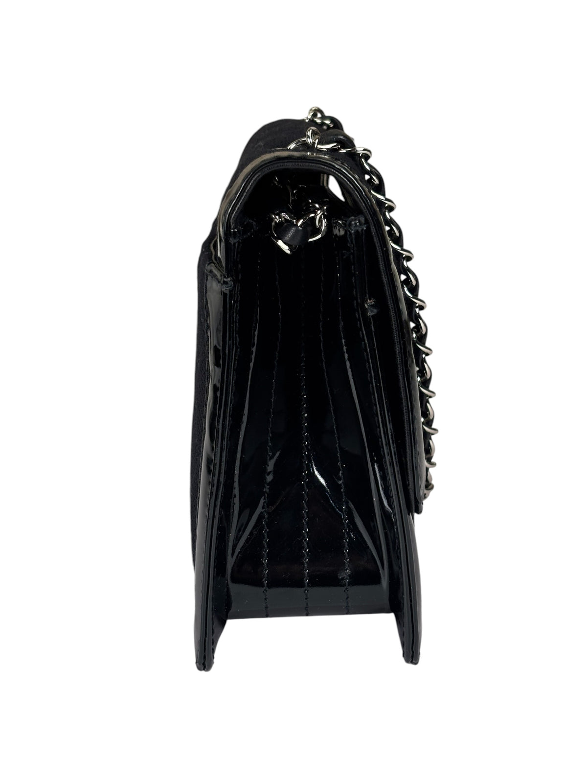 Chanel Black Patent Leather Trim/Cotton 2.55 Reissue Flap Bag 2000