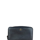 Coach Cosmetic Pouch Navy Blue Pebbled Leather