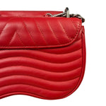 Louis Vuitton Red Leather New Wave Chain Flap Bag MM