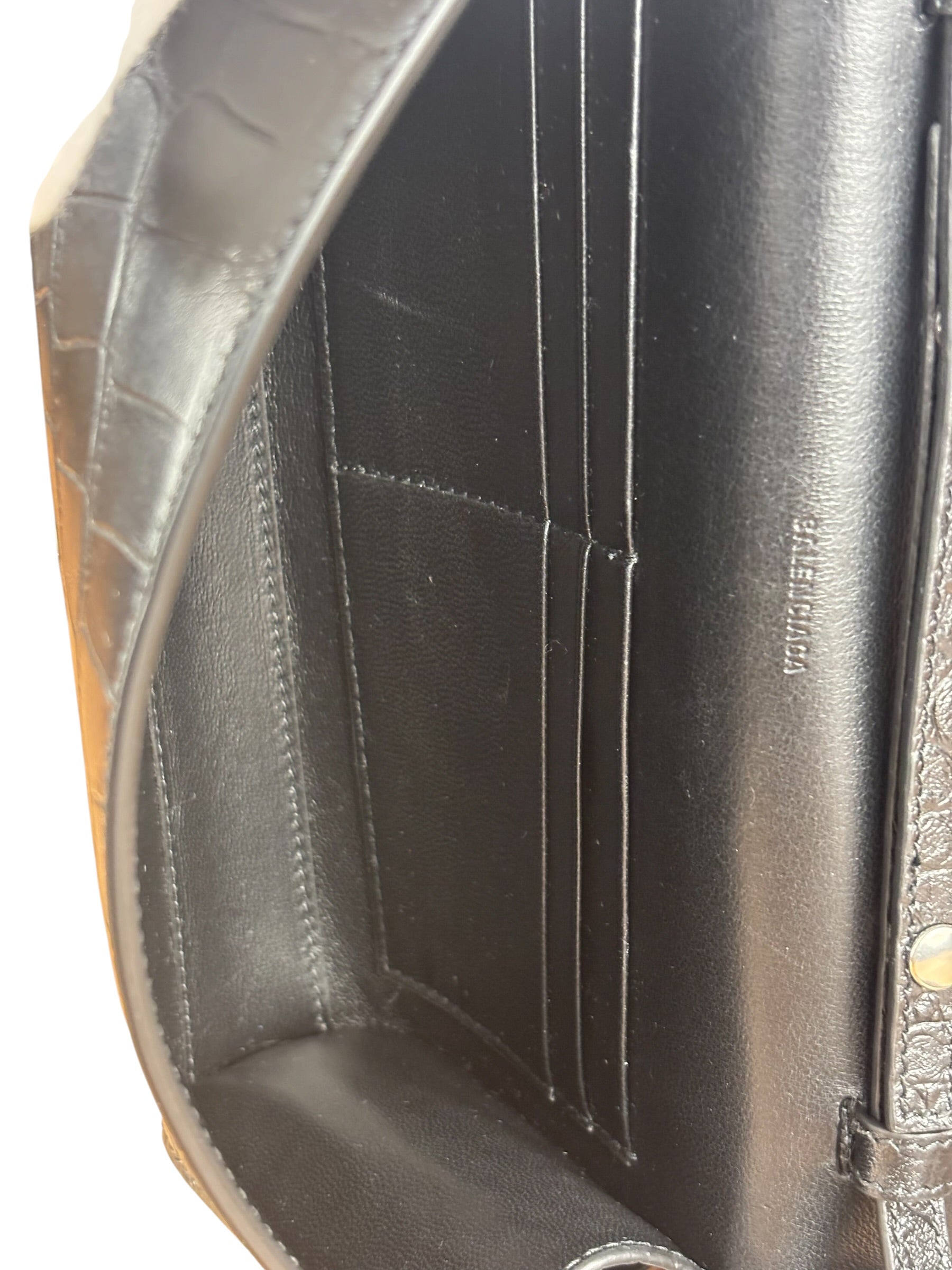 Balenciaga Black Croc Embossed Le City Clutch