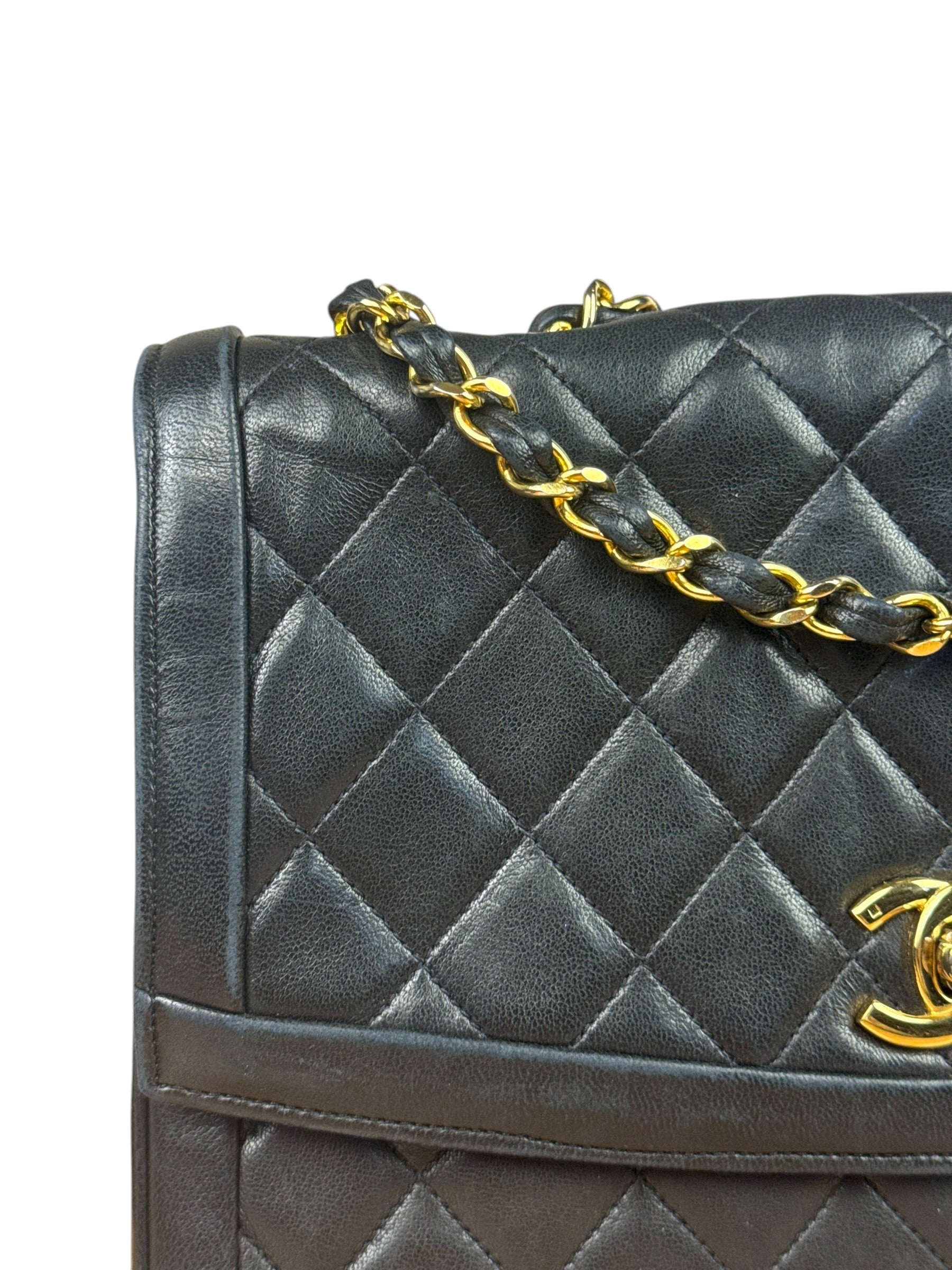 Chanel Black Quilted Leather Chain Flap Bag