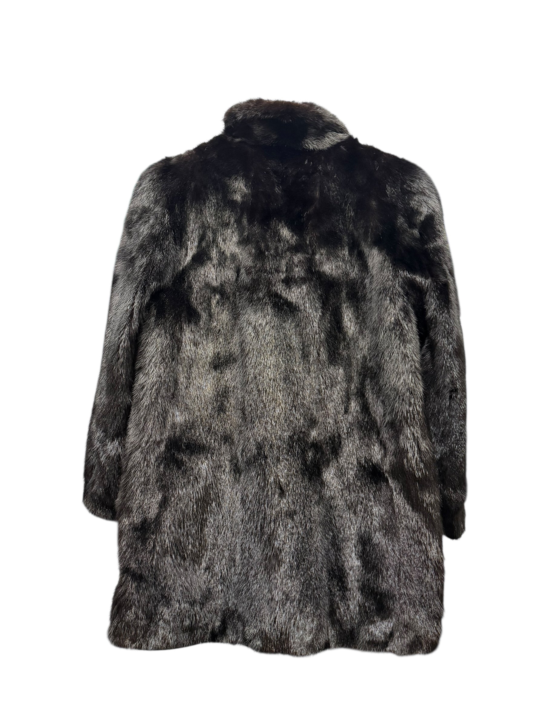 Vintage Black Fur Mid Length Coat