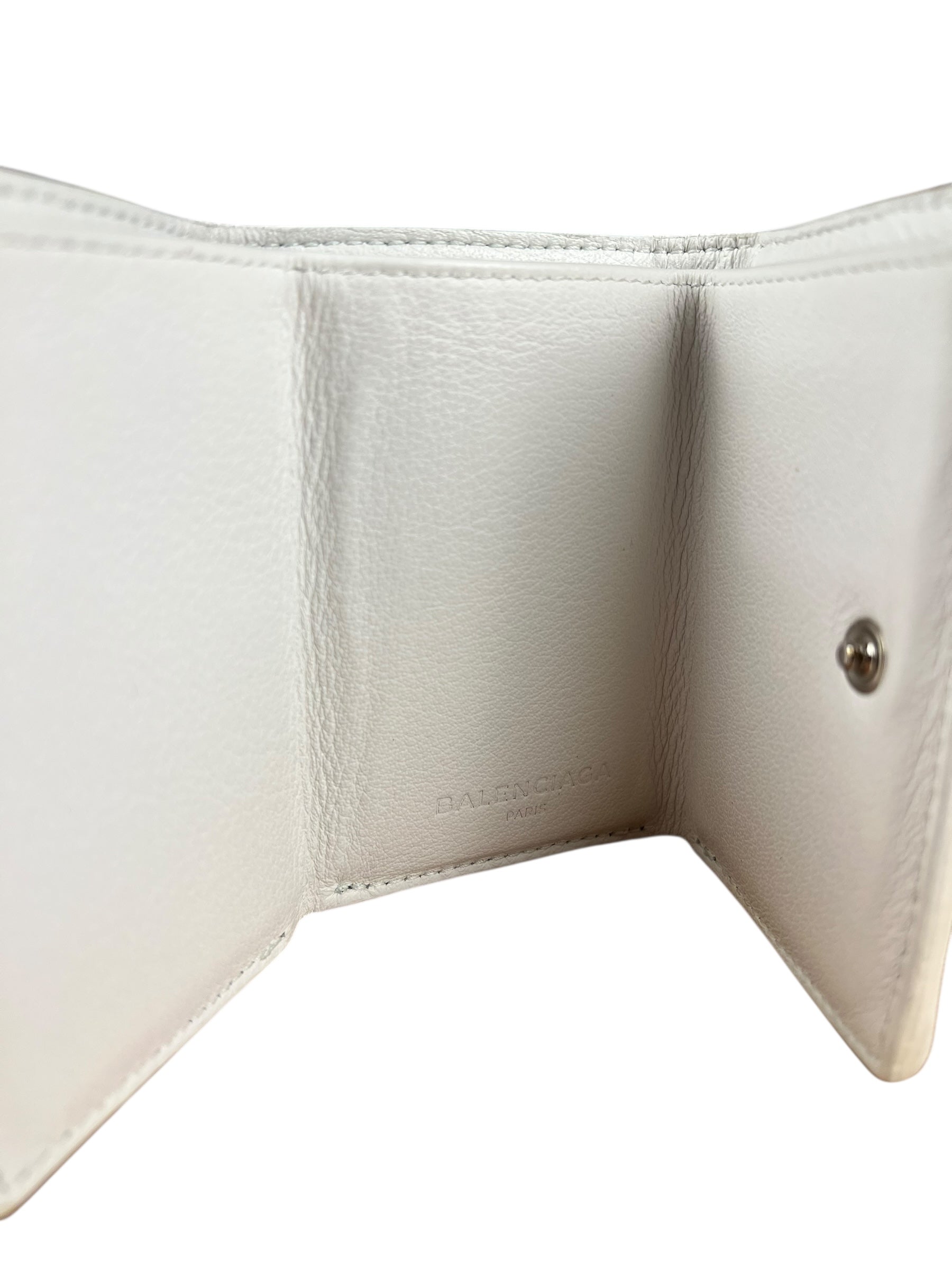 Balenciaga White Leather Papier Compact Wallet