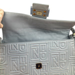 Fendi Blue Embossed Leather FF Baguette