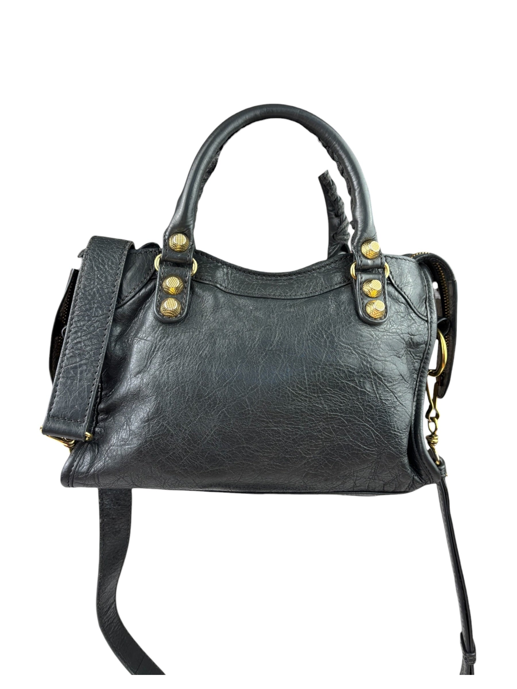 Balenciaga Grey Lambskin Motocross City Two-Way Bag