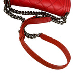 Chanel Red Leather Boy Flap Shoulder Bag -2013