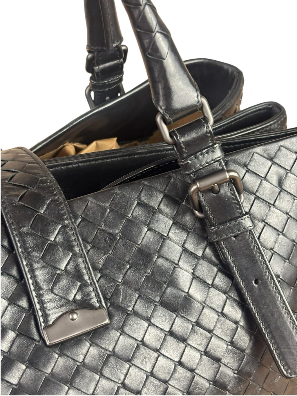 Bottega Veneta Black Intrecciato Two-Way Tote Bag