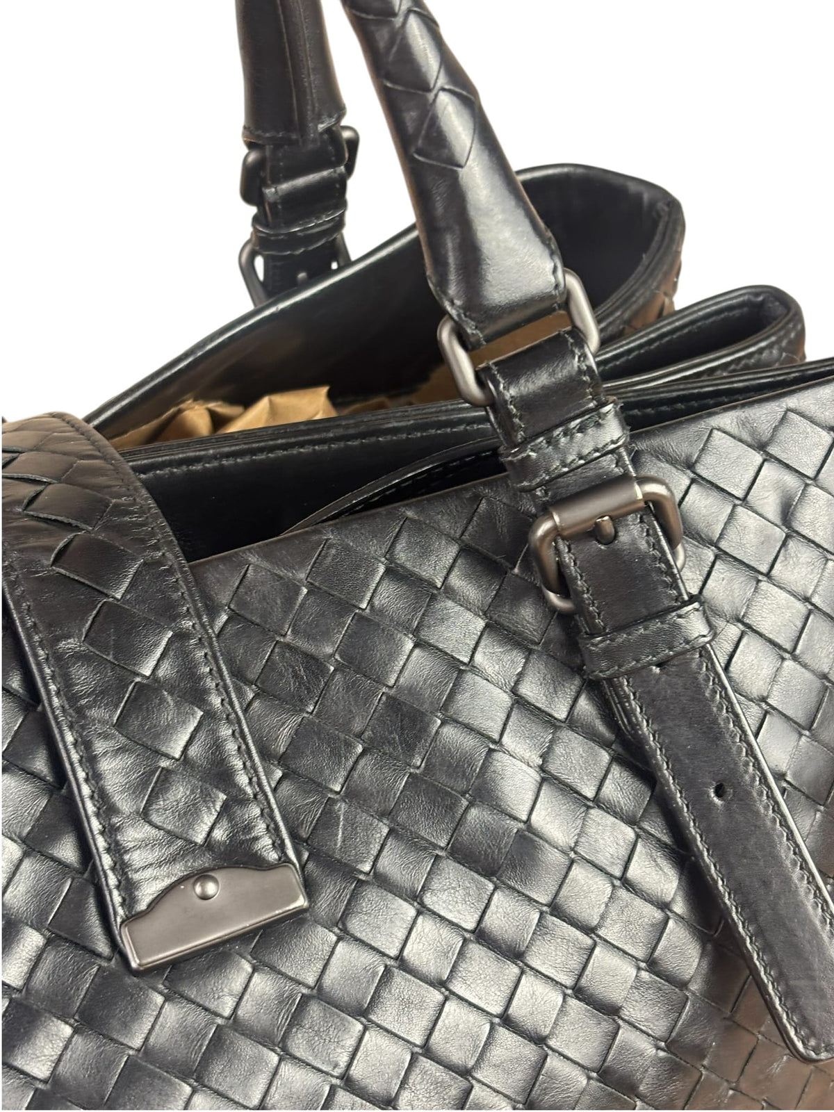 Bottega Veneta Black Intrecciato Two-Way Tote Bag