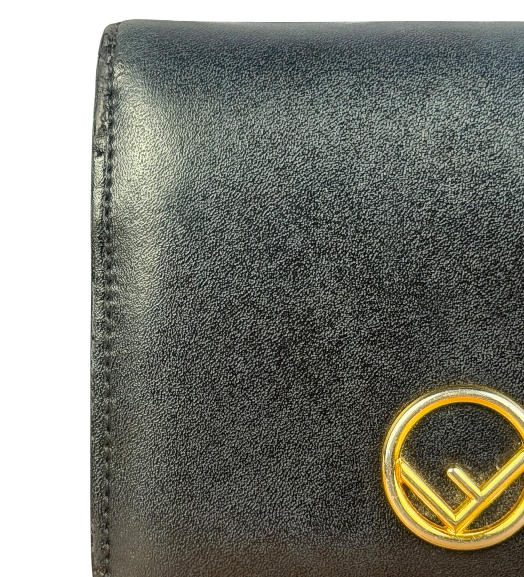 Fendi Black Leather Bifold Compact Wallet