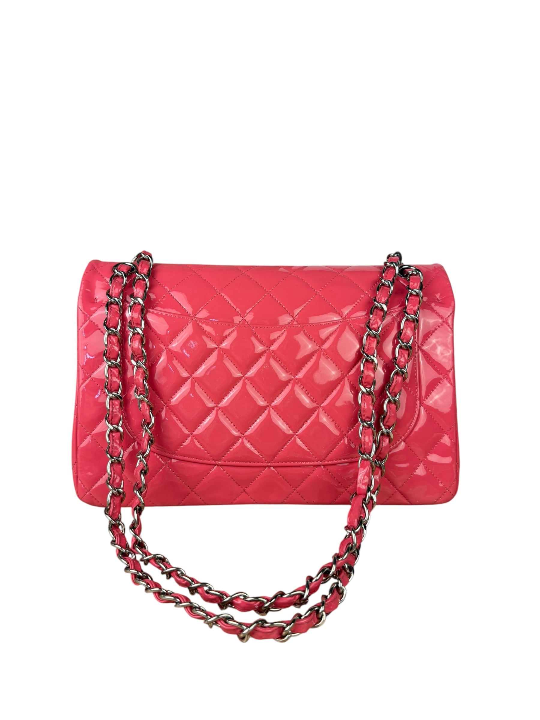 Chanel Pink Patent Leather Double Flap Bag 2012