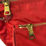 Prada Rosso Red Tessuto Nylon/Saffiano Leather Trim Shoulder Bag
