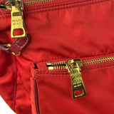 Prada Rosso Red Tessuto Nylon/Saffiano Leather Trim Shoulder Bag