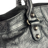 Balenciaga Black Lambskin Moto Work Two-Way Bag