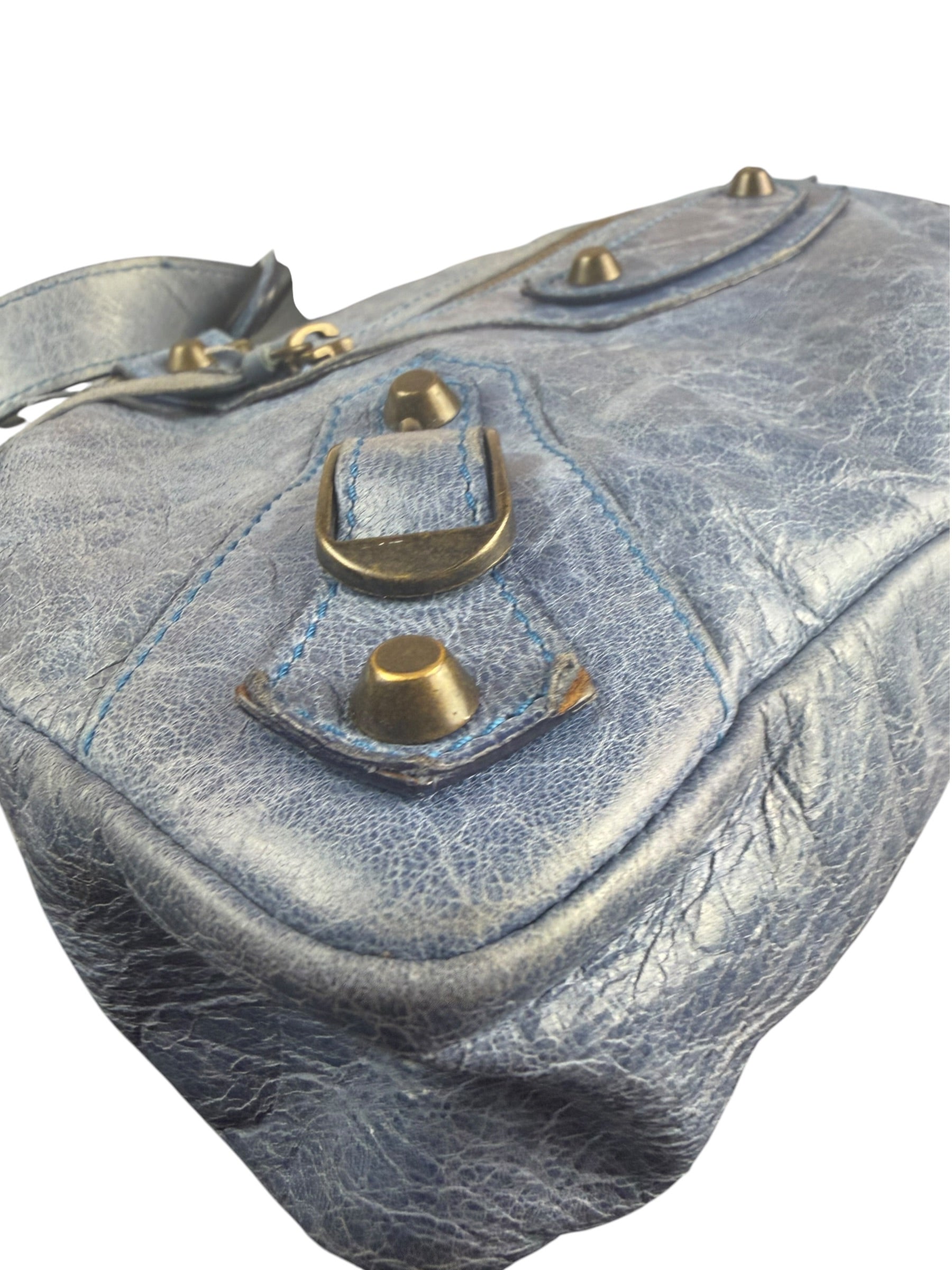 Balenciaga Blue Leather Two-Way First City Bag