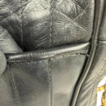 Chanel Vintage Black Leather Mademoiselle Vertical Quilted Shoulder Bag 1990's