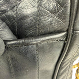 Chanel Vintage Black Leather Mademoiselle Vertical Quilted Shoulder Bag 1990's