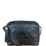 Chanel Vintage Black Quilted Leather Camera Crossbody Bag 1992