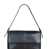 Burberry Vintage Black Leather Flap Shoulder Bag
