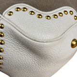 Prada Beige Vitello Trimmed Canapa Bag