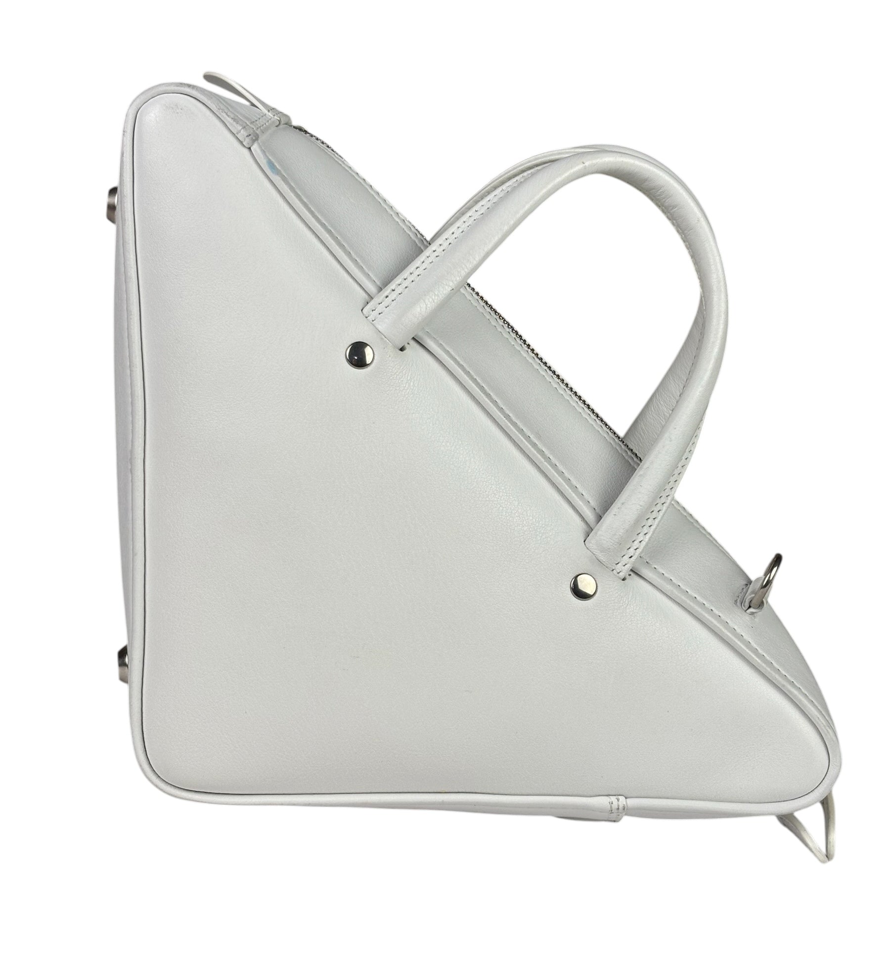Balenciaga White Leather Triangle Two-Way Bag