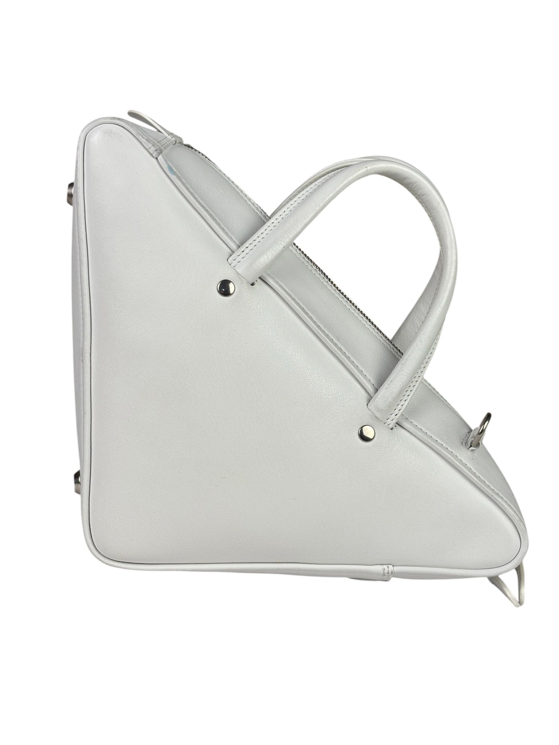 Balenciaga White Leather Triangle Two-Way Bag