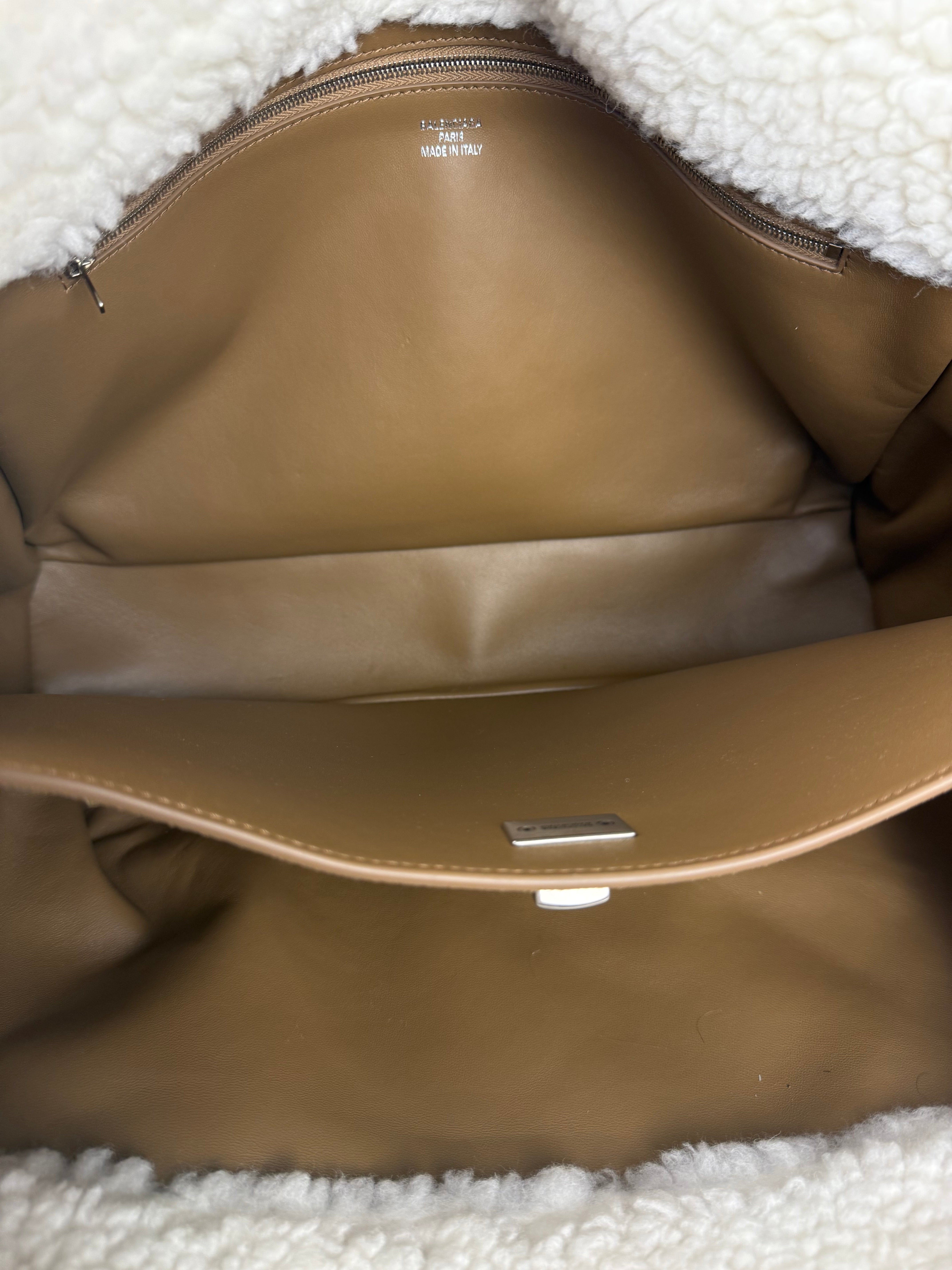 Balenciaga Rodeo Handbag Suede/Fleece Brown