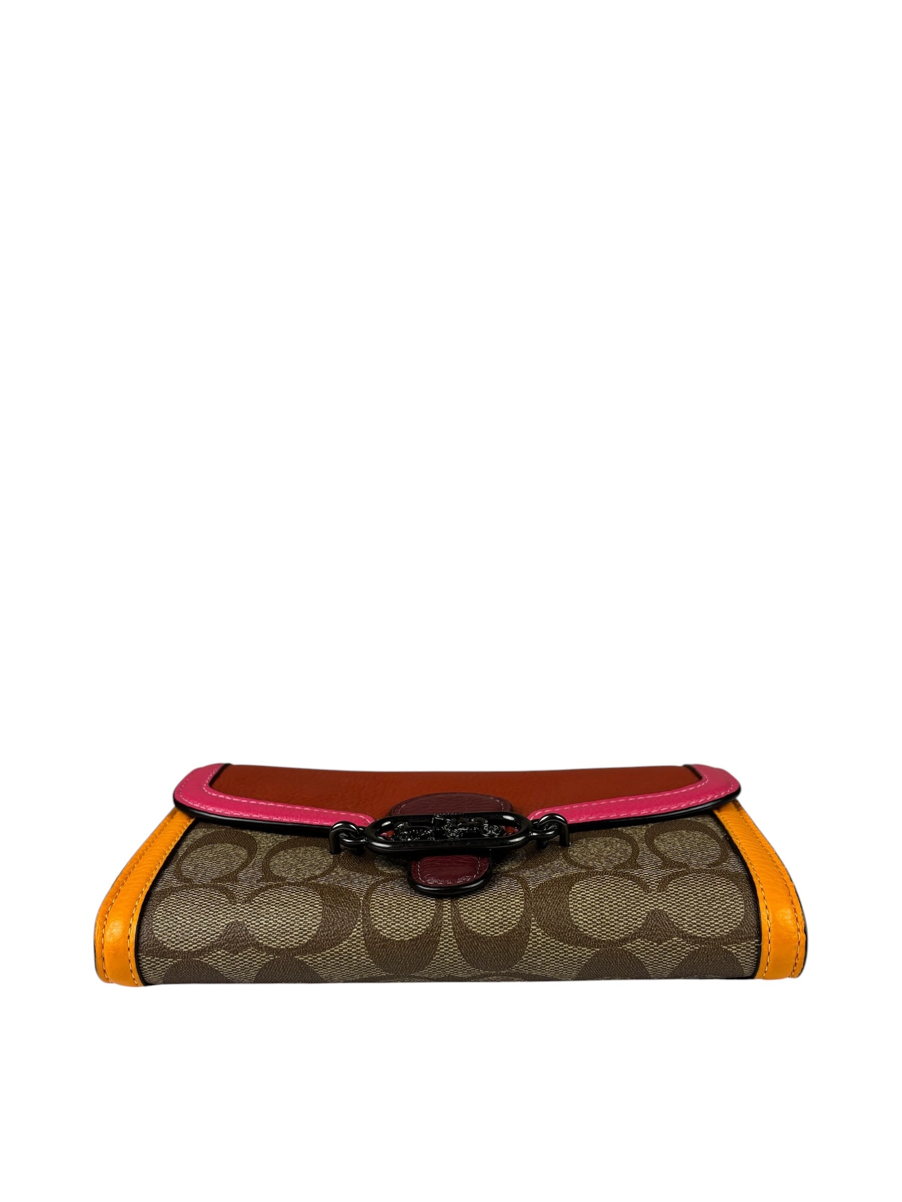 Coach Colorblock Leather Jade Wallet On Chain