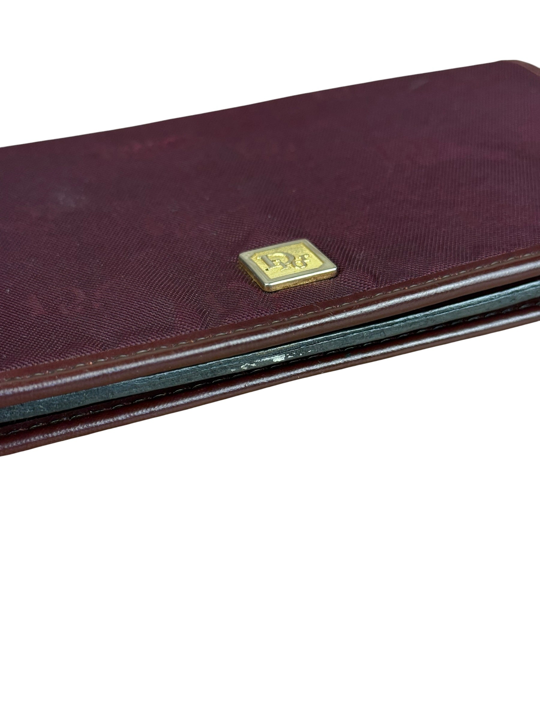 Christian Dior Vintage Canvas Maroon Long Wallet